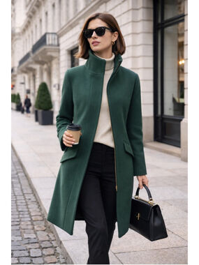J Crew Cocoon Coat Women 2 Italian Stadium Cloth Nello Gori Wool Luxury Green